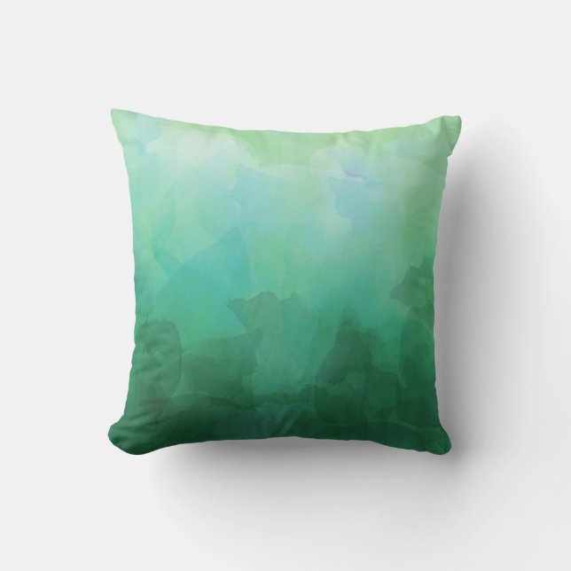Vibrant Aquamarine Watercolor Background Throw Pillow (Front)
