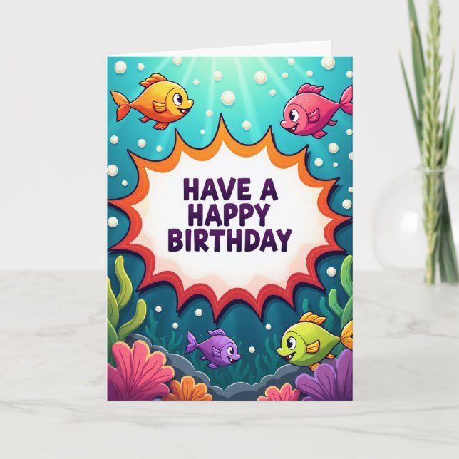 Vibrant Aquatic Birthday Card (Front)