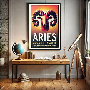 Vibrant Aries Zodiac Sign Poster
