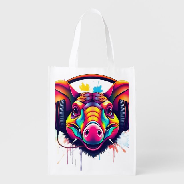 Vibrant Armadillo Bag with Retro Headphones (Front)