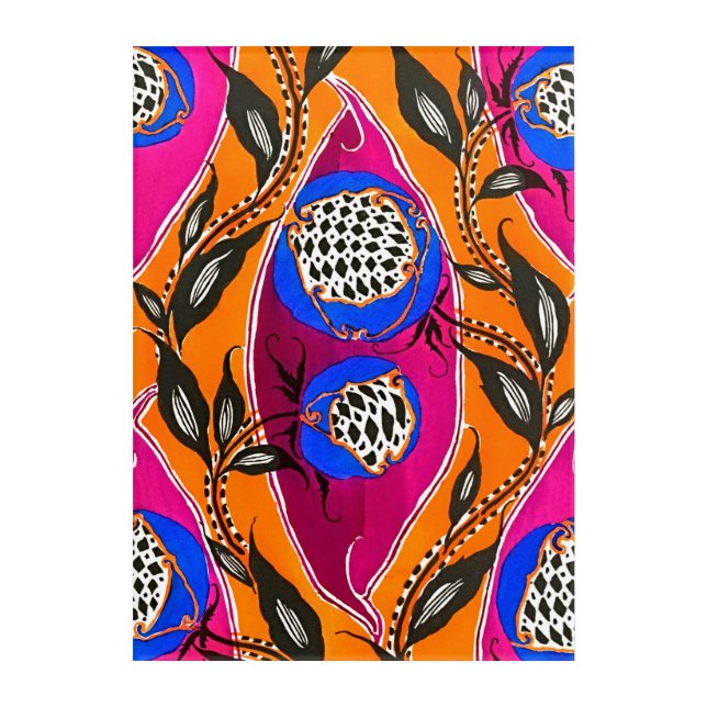 Vibrant Art Deco Bloom Acrylic Print (Front)