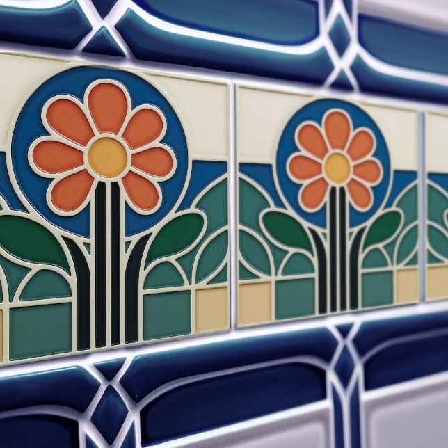 Vibrant Art Nouveau Daisy Floral Tile (Creator Uploaded)
