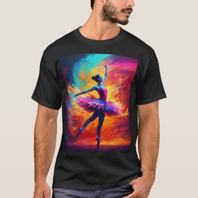 Vibrant Art of a Wild Female Ballerina Dance T-Shirt (Front)
