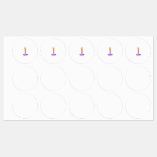 Vibrant Artistic Colorful Marbled Number 1 Labels