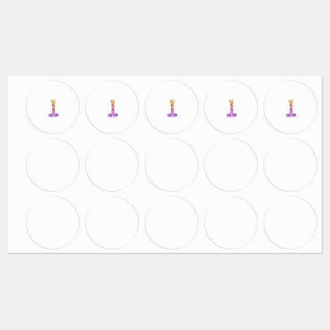 Vibrant Artistic Colorful Marbled Number 1 Labels (Sheet)