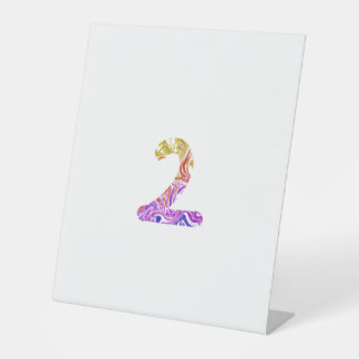 Vibrant Artistic Colorful Marbled Number 2 Pedestal Sign