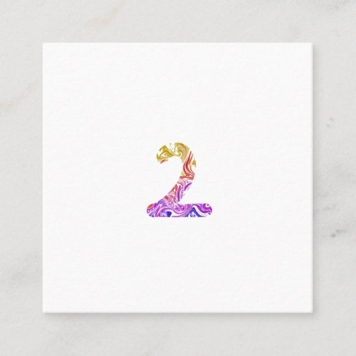 Vibrant Artistic Colorful Marbled Number 2 Square Business Card