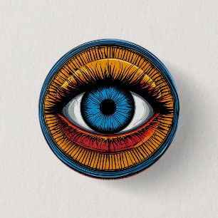 Vibrant Artistic evil Eye Design Button