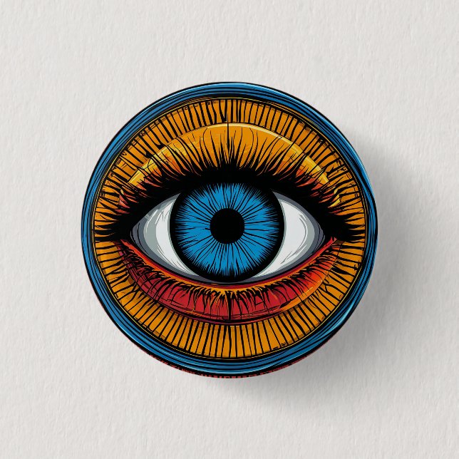Vibrant Artistic evil Eye Design Button (Front)