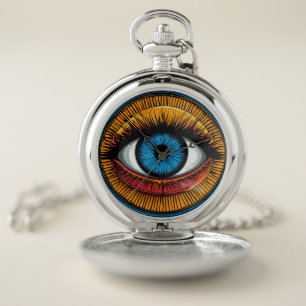 Vibrant Artistic evil Eye Design Pocket Watch