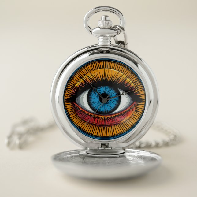 Vibrant Artistic evil Eye Design Pocket Watch (Inside)