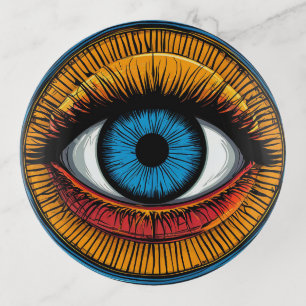 Vibrant Artistic evil Eye Design Trinket Tray