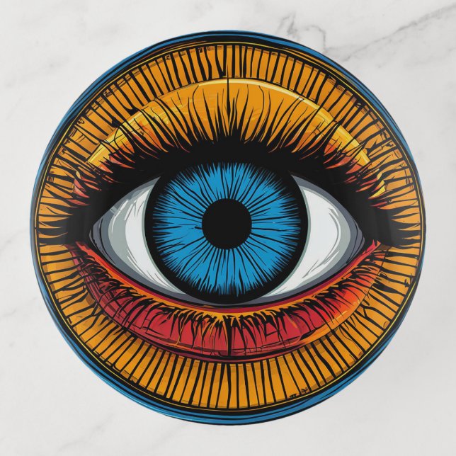 Vibrant Artistic evil Eye Design Trinket Tray (Front)