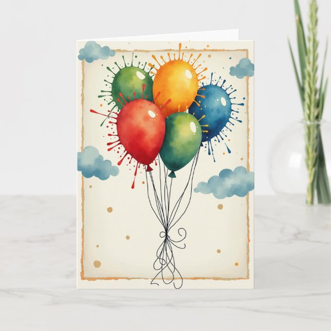 Vibrant Ascending Balloons Card (Front)