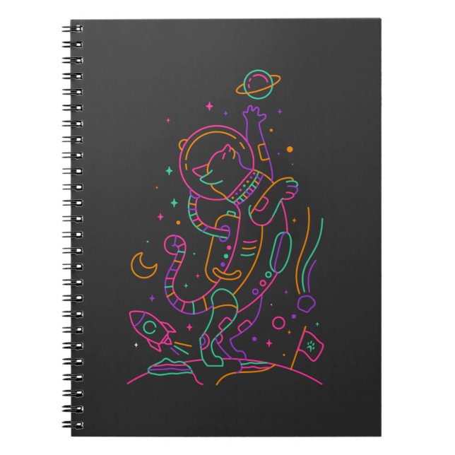 Vibrant Astro Cat Notebook (Front)