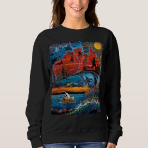 Vibrant Australian Icons and Landmarks Map Sweatshirt