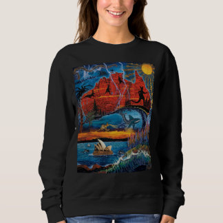Vibrant Australian Icons and Landmarks Map Sweatshirt