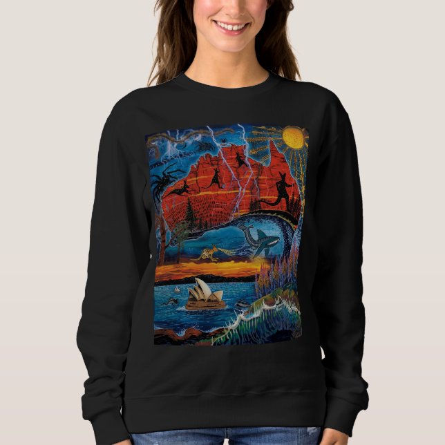Vibrant Australian Icons and Landmarks Map Sweatshirt (Front)
