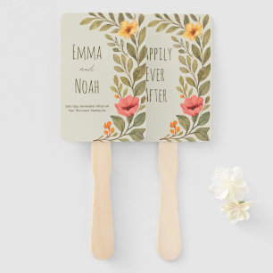 Vibrant Autumn Botanical Floral Wedding Custom Hand Fan
