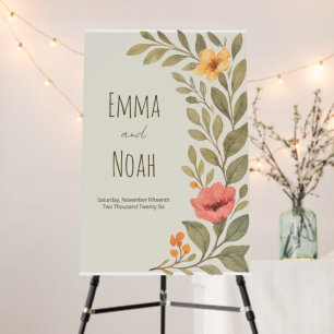 Vibrant Autumn Botanical Floral Wedding Foam Board