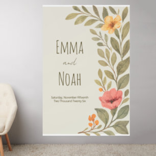 Vibrant Autumn Botanical Floral Wedding Wall Decal