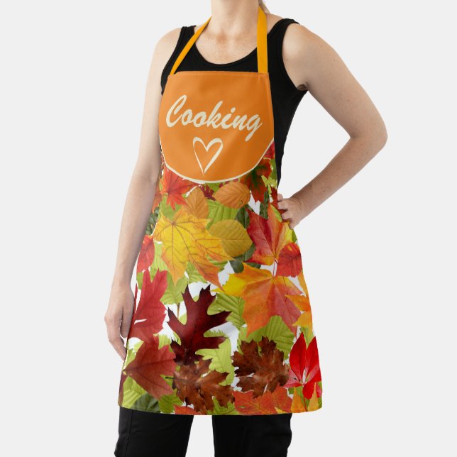 Vibrant Autumn Fall Leaves Collage Apron (Insitu)
