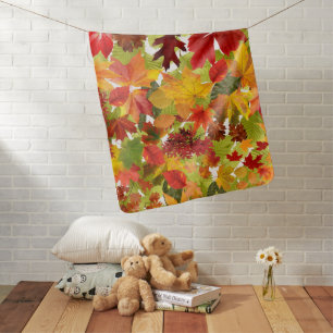 Vibrant Autumn Fall Leaves Collage Baby Blanket