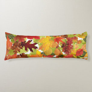 Vibrant Autumn Fall Leaves Collage Body Pillow