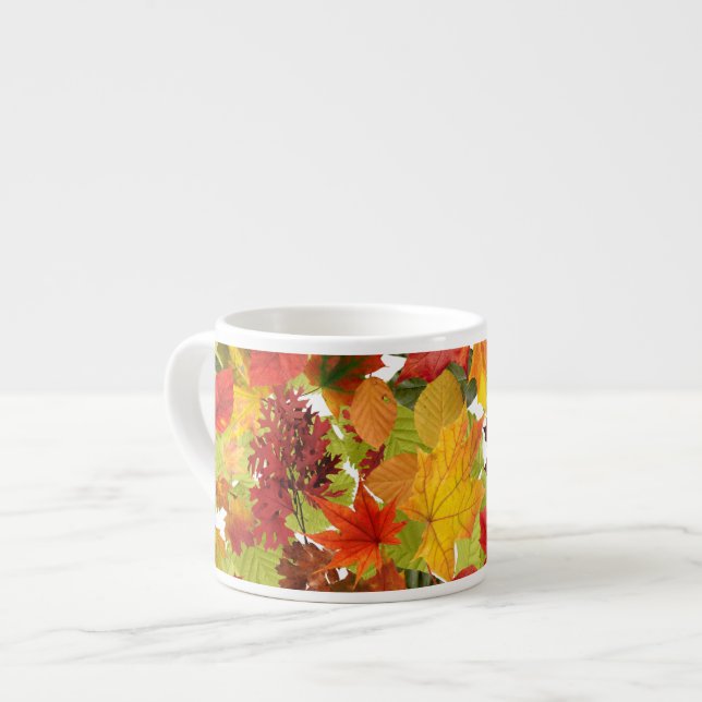 Vibrant Autumn Fall Leaves Collage Espresso Cup (Front Left)