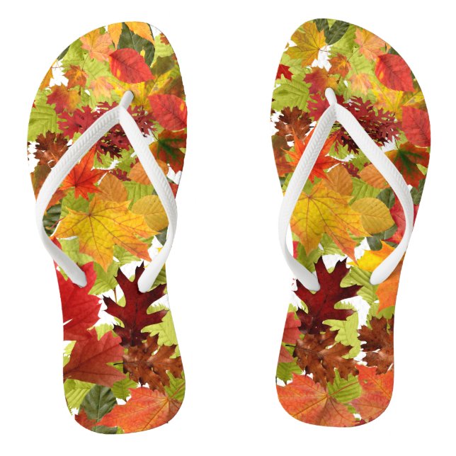 Vibrant Autumn Fall Leaves Collage Flip Flops (Footbed)