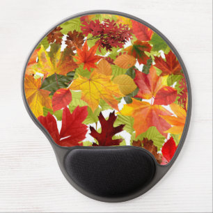 Vibrant Autumn Fall Leaves Collage Gel Mouse Pad