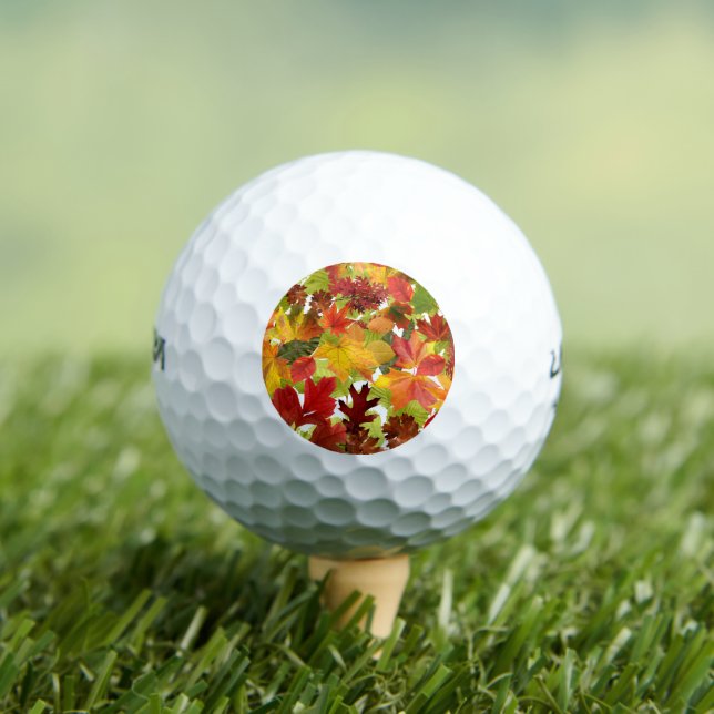 Vibrant Autumn Fall Leaves Collage Golf Balls (Insitu Tee)
