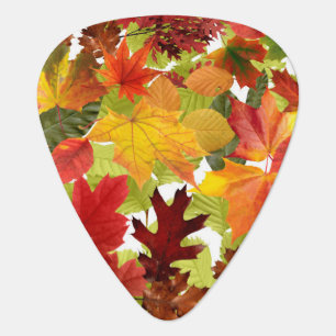 Vibrant Autumn Fall Leaves Collage Guitar Pick