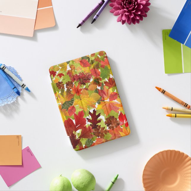 Vibrant Autumn Fall Leaves Collage iPad Mini Cover (In Situ)