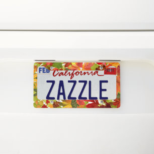 Vibrant Autumn Fall Leaves Collage License Plate Frame