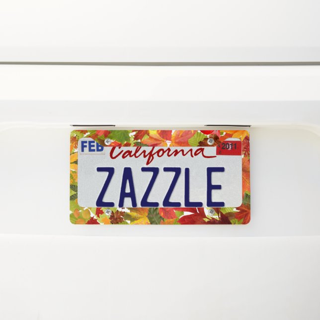 Vibrant Autumn Fall Leaves Collage License Plate Frame (On Car)