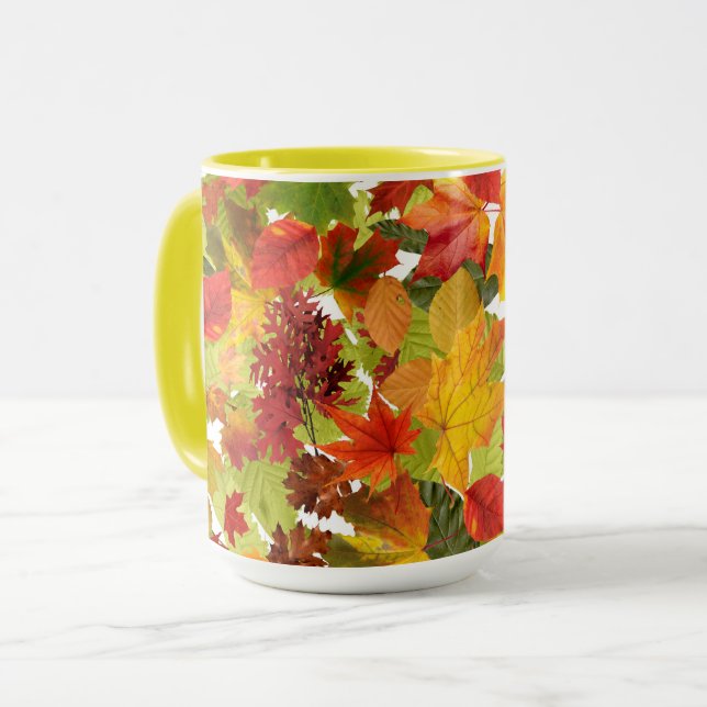 Vibrant Autumn Fall Leaves Collage Mug (Front Left)