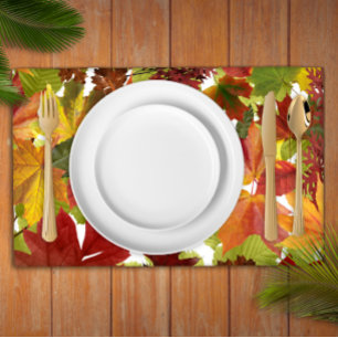 Vibrant Autumn Fall Leaves Collage Placemat