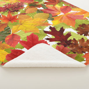 Vibrant Autumn Fall Leaves Collage Sherpa Blanket