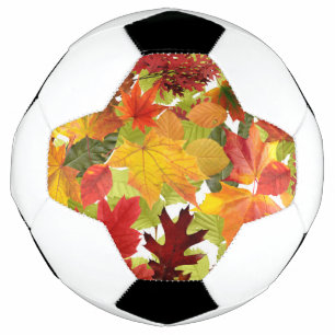 Vibrant Autumn Fall Leaves Collage Soccer Ball
