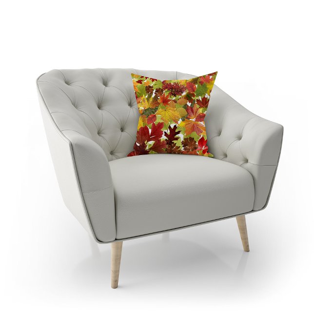 Vibrant Autumn Fall Leaves Collage Throw Pillow (Autumn Fall Leaves Throw Pillow by Looly Elzayat
)