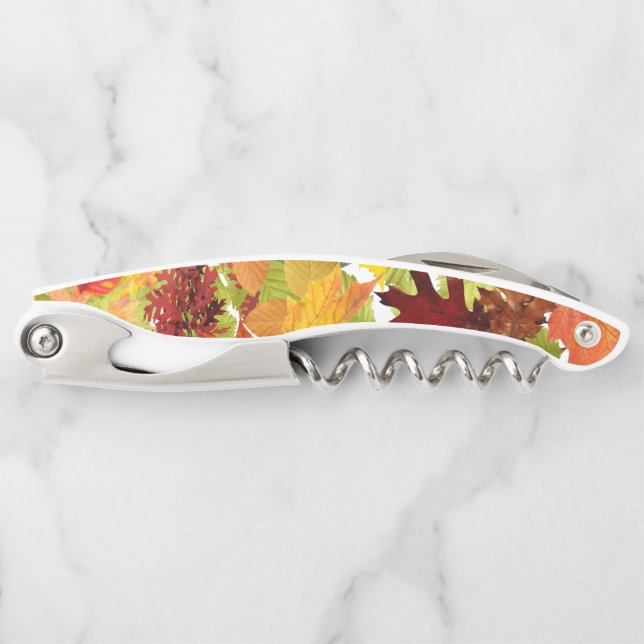 Vibrant Autumn Fall Leaves Collage Waiter's Corkscrew (Front)