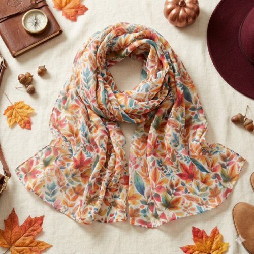 Vibrant Autumn Floral Watercolor Pattern Scarf