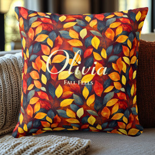 Vibrant Autumn Leaves   Fall Feels Home Decor Throw Pillow
