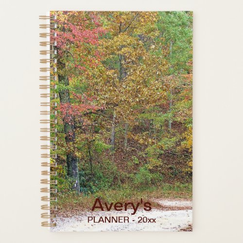 Vibrant Autumn Leaves Mountain Road Custom Planner