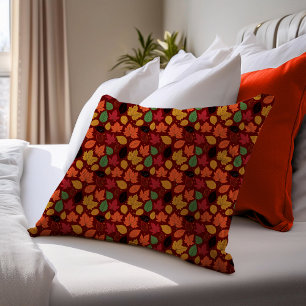 Vibrant Autumn Leaves Multi-Colored Pattern Accent Pillow