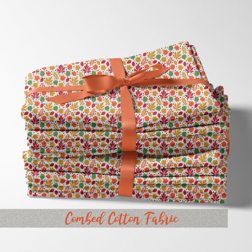 Vibrant Autumn Leaves Multi-Colored Pattern Fabric
