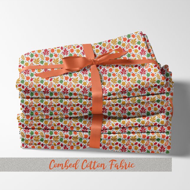 Vibrant Autumn Leaves Multi-Colored Pattern Fabric (Vibrant Autumn Leaves Multi-Colored Pattern Combed Cotton Fabric)
