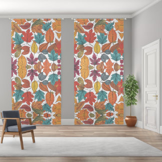 Vibrant Autumn Leaves Multi-Colored Pattern Sheer Curtains