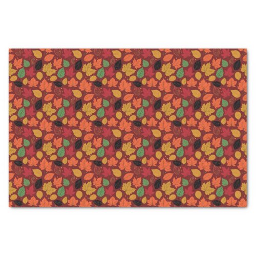 Vibrant Autumn Leaves Multi_Colored Pattern Tissue Paper